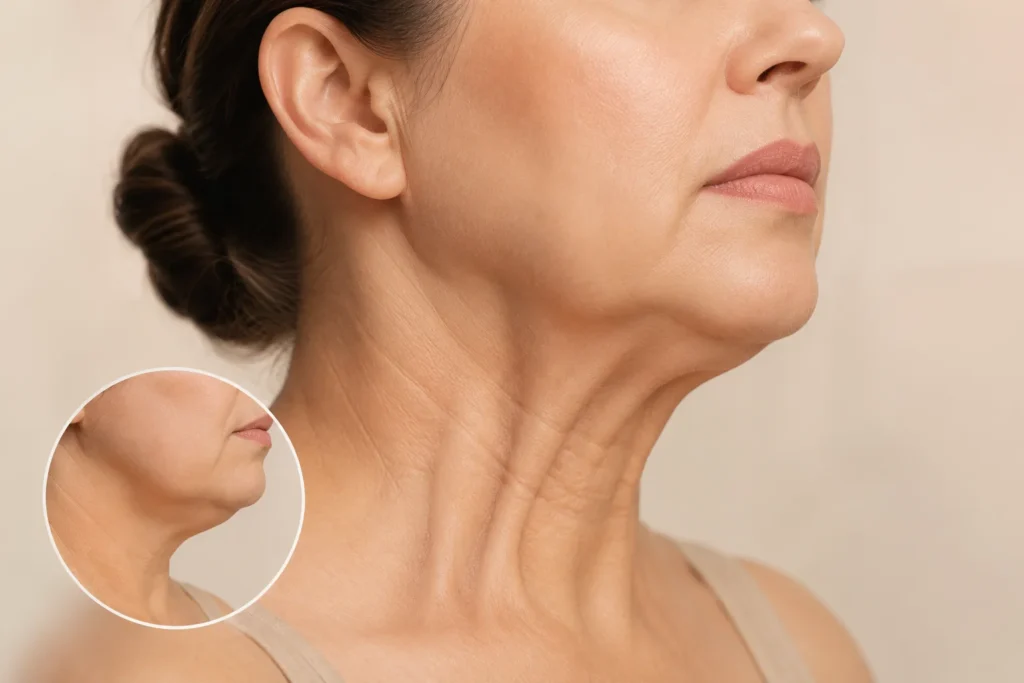 Papada asociada con bandas o relajación del cuello - Dra Daniela Correa