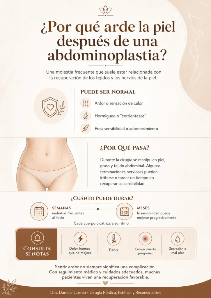 por qué arde la piel después de una abdominoplastia-Dra. Daniela Correa