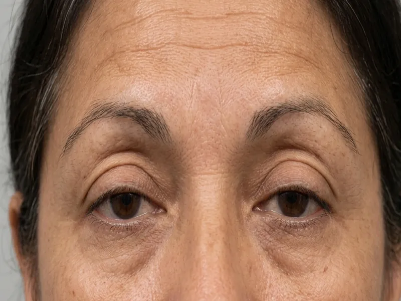 Imagen ilustrativa de ptosis palpebral, con el borde del párpado tapando parte de la pupila